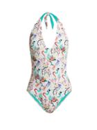 Matchesfashion.com Etro - Printed Halterneck Swimsuit - Womens - White Multi