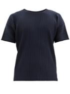Matchesfashion.com Homme Pliss Issey Miyake - Crew-neck Technical Pleated-jersey T-shirt - Mens - Navy