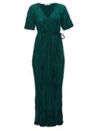 Matchesfashion.com Mes Demoiselles - Twinkie Crinkled Silk-satin Maxi Dress - Womens - Green