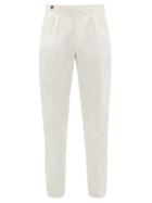 Matchesfashion.com Brunello Cucinelli - Pleated Cotton-twill Trousers - Mens - White