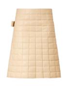 Matchesfashion.com Bottega Veneta - High Rise Quilted Leather Skirt - Womens - Ivory