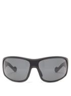 Matchesfashion.com Moncler - Logo-stripe Acetate Cycle Sunglasses - Mens - Black