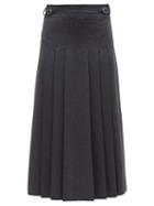 Matchesfashion.com Gabriela Hearst - Wesley Pleated Flannel Midi Skirt - Womens - Dark Grey