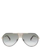 Matchesfashion.com Givenchy - Logo Grid Aviator Metal Sunglasses - Womens - Black Multi