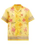 Matchesfashion.com Bode - Floral Embroidered Cotton Blend Shirt - Womens - Yellow