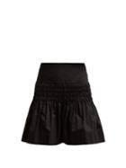 Matchesfashion.com Isabel Marant Toile - Oliko Smocked Cotton Poplin Skirt - Womens - Black
