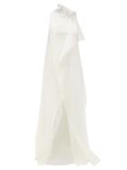 Matchesfashion.com Roland Mouret - Hartfell Draped Silk-blend Organza Gown - Womens - White
