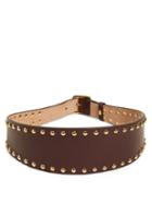 Matchesfashion.com Alexander Mcqueen - Stud Embellished Leather Waist Belt - Womens - Burgundy