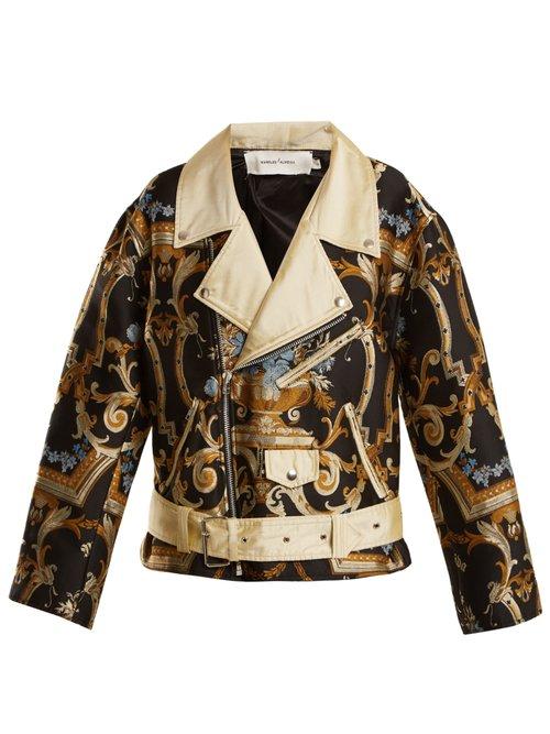 Matchesfashion.com Marques'almeida - Floral Brocade Biker Jacket - Womens - Black Multi