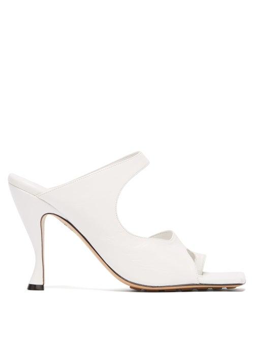 Matchesfashion.com Bottega Veneta - Cutout Leather Mules - Womens - White