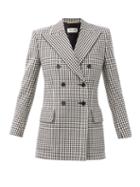 Matchesfashion.com Saint Laurent - Shepherd-check Double-breasted Wool-twill Blazer - Womens - Black White