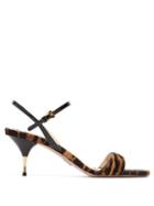 Matchesfashion.com Prada - Tiger Print Calf Hair Sandals - Womens - Brown Multi
