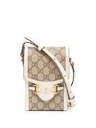 Gucci - Horsebit 1955 Small Gg-canvas And Leather Bag - Womens - Beige White