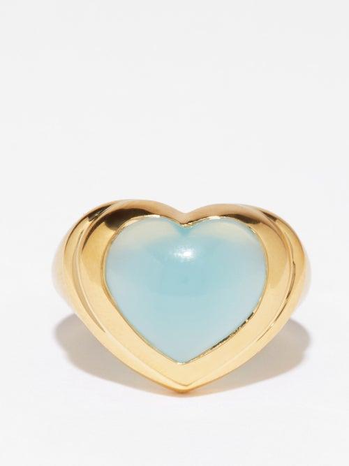 Missoma - Heart Chalcedony & 18kt Recycled Gold-vermeil Ring - Womens - Light Blue