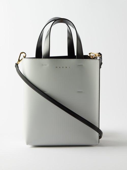 Marni - Museo Mini Leather Tote Bag - Womens - White Black