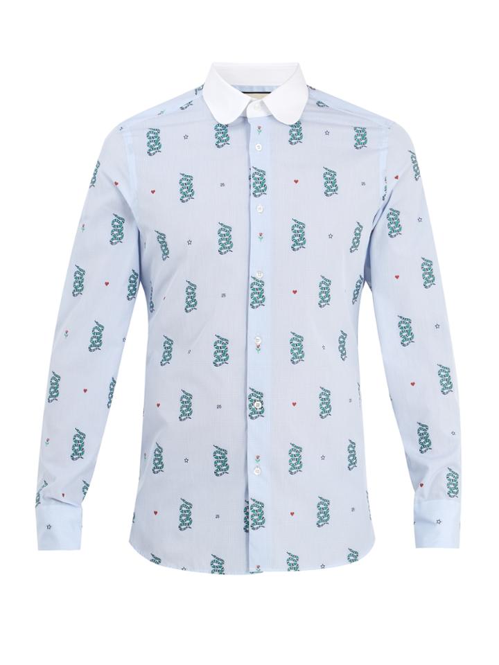 Gucci Motif-jacquard Cotton Shirt