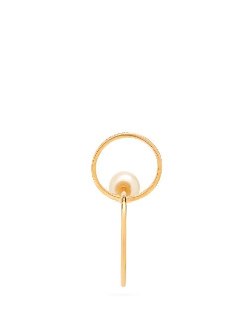 Matchesfashion.com Delfina Delettrez - Yellow Gold & Pearl Twin Hoop Earring - Womens - Gold