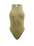 Haight - High-neck Cut-out Back Swimsuit - Womens - Khaki