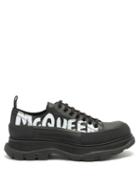 Alexander Mcqueen - Tread Slick Graffiti Logo-print Leather Trainers - Mens - Black