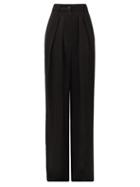 Matchesfashion.com Rochas - Pleated-front Wide-leg Crepe Trousers - Womens - Black