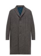 Matchesfashion.com Paul Smith - Striped Single Breasted Wool Blend Overcoat - Mens - Grey