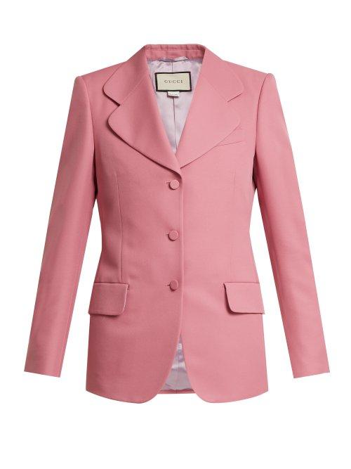 Matchesfashion.com Gucci - Single Breasted Curved Notch Lapel Blazer - Womens - Pink