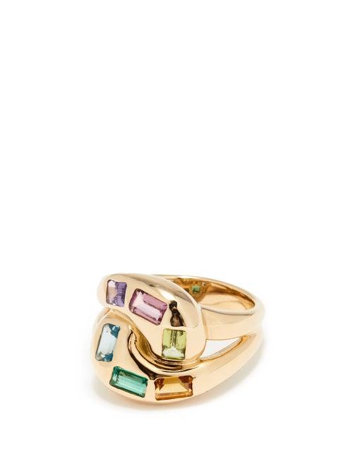Brent Neale - Knot, Topaz, Amethyst, Citrine & 18kt Gold Ring - Womens - Gold Multi