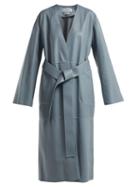 Matchesfashion.com Loewe - Belted Leather Coat - Womens - Blue