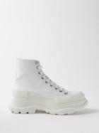 Alexander Mcqueen - Tread Slick Chunky-sole Canvas High-top Boots - Womens - White