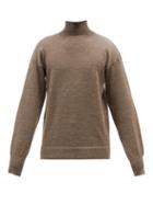 Maison Margiela - Elbow-patch Wool Roll-neck Sweater - Mens - Brown