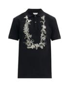 Matchesfashion.com Alexander Mcqueen - Floral-embroidered Cotton-piqu Polo Shirt - Mens - Black Multi