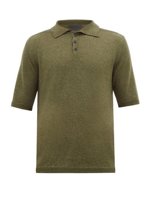 Matchesfashion.com Iris Von Arnim - Josh Wool And Linen-blend Polo Shirt - Mens - Green