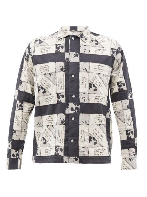 Bode - Micro Signature-embroidered Cotton Shirt - Mens - Black White