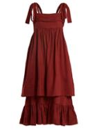 Matchesfashion.com Three Graces London - Marianne Sleeveless Linen Midi Dress - Womens - Burgundy