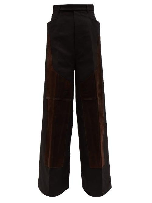 Matchesfashion.com Rick Owens - Oversized Patchworked Cotton Twill Trousers - Mens - Black Brown