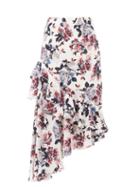 Matchesfashion.com Erdem - Antoinette Asymmetric Floral Silk-crepe Skirt - Womens - White Multi