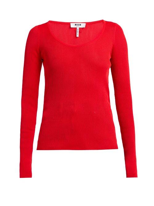 Matchesfashion.com Msgm - Scoop Neck Stretch Knit Top - Womens - Red