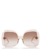 Ladies Accessories Linda Farrow - Valentina Square Acetate & Gold-plated Sunglasses - Womens - Beige