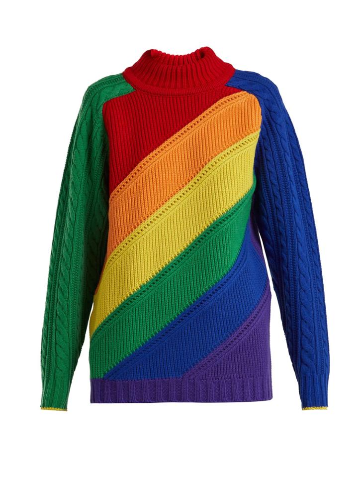 Burberry Color-block Wool And Cashmere-blend Sweater