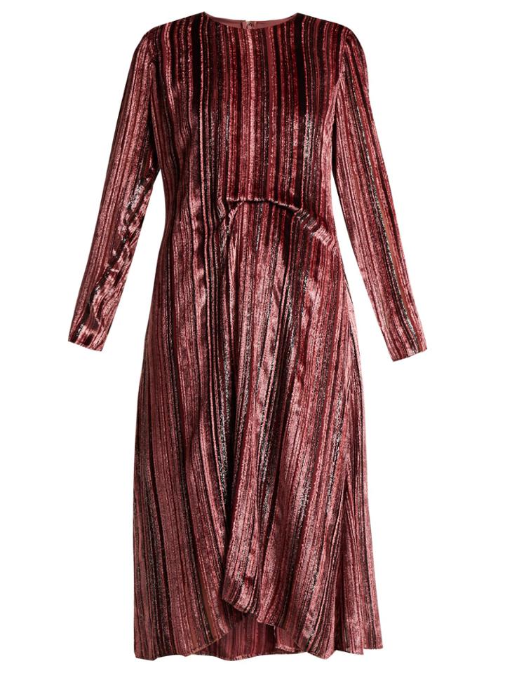 Sies Marjan Maude Metallic Striped Velvet Dress
