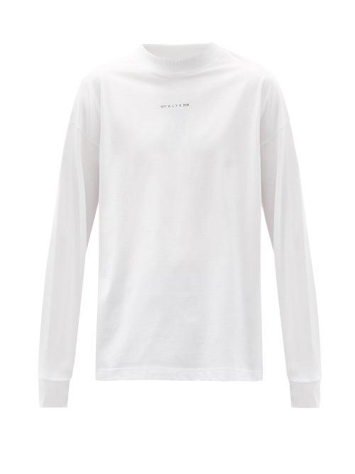 Matchesfashion.com 1017 Alyx 9sm - Logo-print Cotton-blend Long-sleeved T-shirt - Mens - White