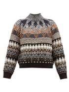 Matchesfashion.com Stella Mccartney - Fair Isle Knit Wool Blend Sweater - Womens - Grey Multi