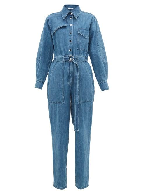 Matchesfashion.com Tibi - Belted Denim Jumpsuit - Womens - Denim