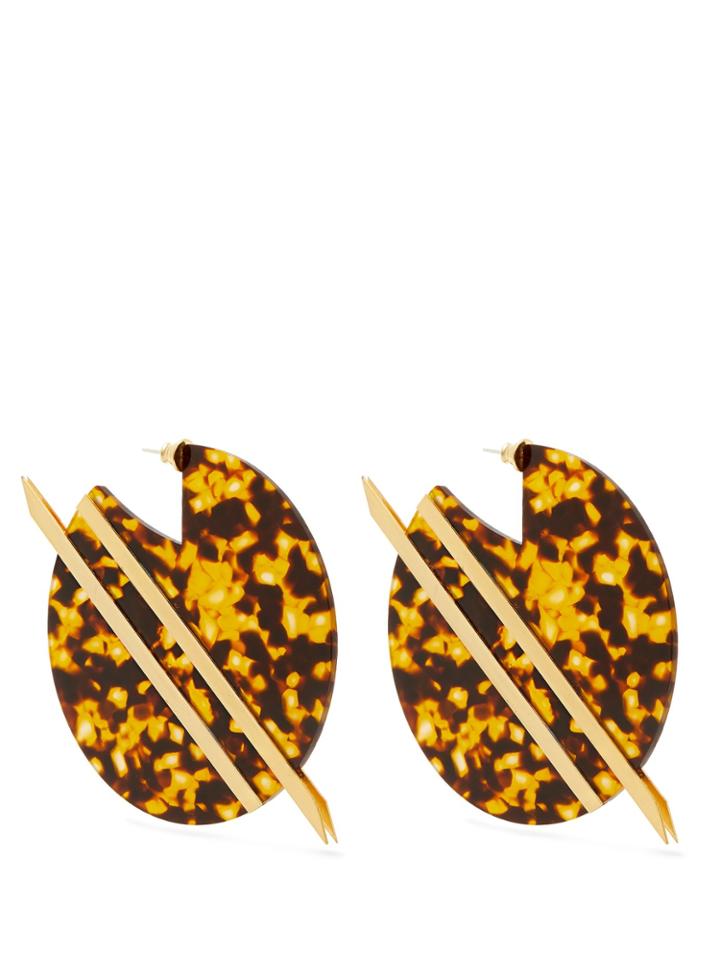 Vanda Jacintho Tortoiseshell Bar-set Disc Earrings
