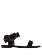 Matchesfashion.com Saint Laurent - Oak Studded Suede Sandals - Womens - Black