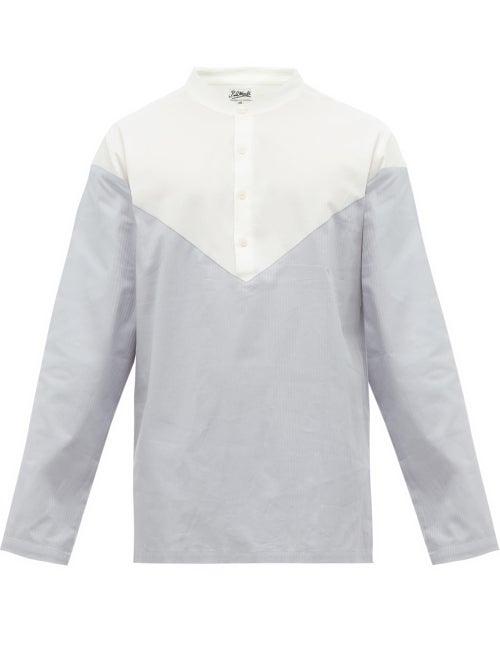 Matchesfashion.com P. Le Moult - Panelled Cotton Twill Pyjama Top - Mens - Light Blue