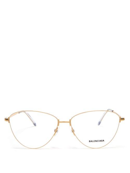 Matchesfashion.com Balenciaga - Cat Eye Metal Glasses - Womens - Gold