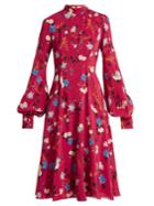 Erdem Neville Floral-print Stand-collar Silk Dress