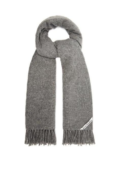 Matchesfashion.com Acne Studios - Canada Logo Ribbon Wool Scarf - Mens - Grey