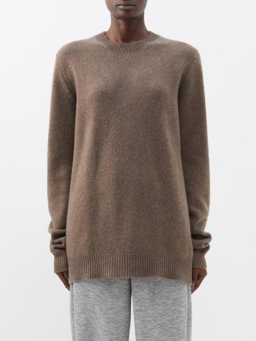 Raey - Crew-neck Responsible-cashmere Boyfriend Sweater - Womens - Brown